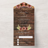 Invitation Tout En Un Rustique automne tournesol automne mariage RSVP (À l'intérieur)