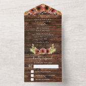 Invitation Tout En Un Rustique automne tournesol automne mariage RSVP (À l'intérieur)