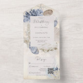 Invitation Tout En Un Rustique Blue Ocean Beach Cream Code QR (À l'intérieur)
