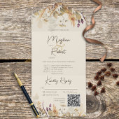 Invitation Tout En Un Rustique Boho Automne Fleur sauvage Cream QR Code
