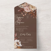 Invitation Tout En Un Rustique Boho Blush Neutrals Floral Brown Dîner (À l'intérieur)