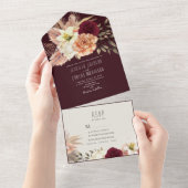 Invitation tout-en-un Rustique Boho Burgundy (Déchirure)