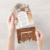 Invitation Tout En Un Rustique Boho Earthy Floral Arch Mariage en terre (Déchirure)
