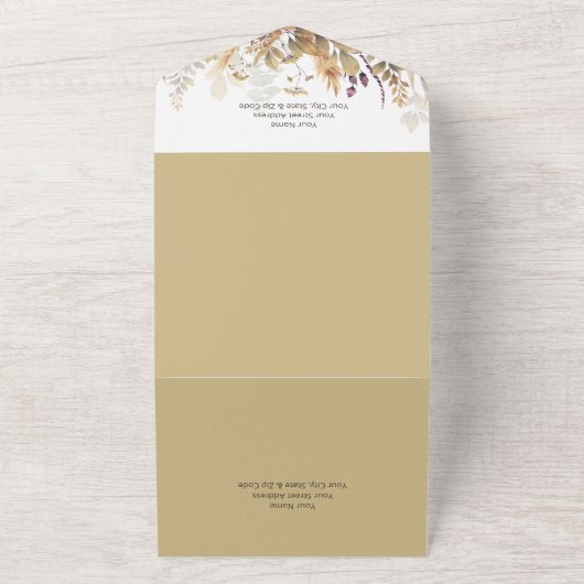 Invitation Tout En Un Rustique Boho Fall Fleur sauvage Dîner Blanc (Dehors)