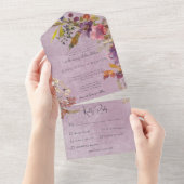 Invitation Tout En Un Rustique Boho Jewel Tone Florals Purple Dîner (Déchirure)