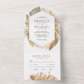 Invitation Tout En Un Rustique Boho Pampas Grass séché Palm Feuille Mari (À l'intérieur)