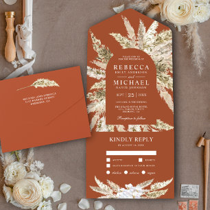 Invitation Tout En Un Rustique Boho Pampas Grass Terracotta Arch Mariage