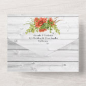 Invitation Tout En Un Rustique Boho Rouge Tournesols Pays Barne Mariage (Verso)