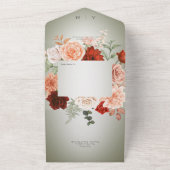 Invitation Tout En Un Rustique Boho Rouille & Pêche Floral Ovale Code QR (Dehors)