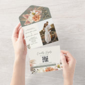 Invitation Tout En Un Rustique Boho Sage Green Floral Mariage (Déchirure)