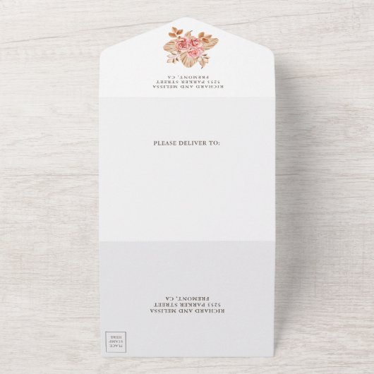 Invitation Tout En Un Rustique Boho séché Palm Earthy Peach Rose Mariage (Dehors)