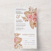 Invitation Tout En Un Rustique Boho séché Palm Earthy Peach Rose Mariage (À l'intérieur)