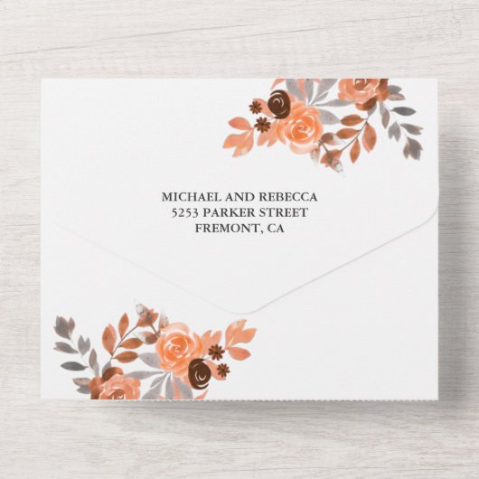 Invitation Tout En Un Rustique Boho Terrain Terracotta Floral Mariage no (Verso)