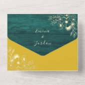 Invitation Tout En Un Rustique bois émeraude vert et Mariage jaune (Verso)