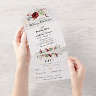 Invitation Tout En Un Rustique Bois Mariage Bourgogne