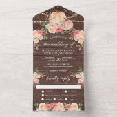 Invitation Tout En Un Rustique bois rose et Citrouille de pêche Mariage (À l'intérieur)