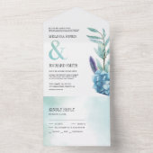 Invitation Tout En Un Rustique Botanique Dusty Blue Floral Mariage (À l'intérieur)