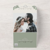 Invitation Tout En Un Rustique Botanique Sage Mariage vert (Dehors)