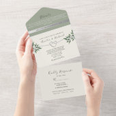 Invitation Tout En Un Rustique Botanique Sage Mariage vert (Déchirure)