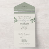 Invitation Tout En Un Rustique Botanique Sage Mariage vert (À l'intérieur)