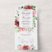 Invitation Tout En Un Rustique Bourgogne rouge et rose pâle Mariage flor (À l'intérieur)
