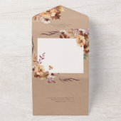 Invitation Tout En Un Rustique Brown Automne Floral & Feuille Pas de dîn (Dehors)