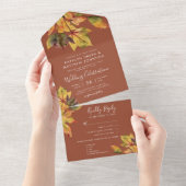 Invitation Tout En Un Rustique Brown Autumn Foliage Mariage de automne (Déchirure)