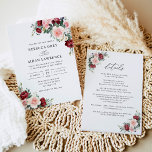 Invitation Tout en un Rustique Burgundy Blush FlorMariage<br><div class="desc">Cette élégante collection Romantic Blooms présente des fleurs d'aquarelle bordeaux et rousses avec des feuilles verdoyants jumelés à un serif élégant et délicat sans police en noir,  avec une option pour inclure des détails supplémentaires sur le dos. Éléments correspondants disponibles.</div>