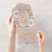 Invitation Tout En Un Rustique Burlap Lavender Floral Bouquet Mariage (Déchirure)