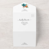 Invitation Tout En Un Rustique Burnt Orange Turquoise rouille Mariage fl (Dehors)