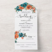Invitation Tout En Un Rustique Burnt Orange Turquoise rouille Mariage fl (À l'intérieur)