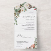 Invitation Tout En Un Rustique Chic Hiver Floral Mariage de baies de pin (À l'intérieur)