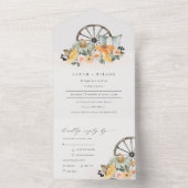 Invitation Tout En Un Rustique Citrouille de chute Mariage de roue flora (À l'intérieur)