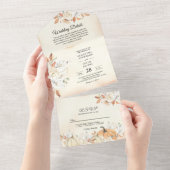 Invitation Tout En Un Rustique Citrouilles et fleurs d'automne (Déchirure)