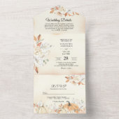 Invitation Tout En Un Rustique Citrouilles et fleurs d'automne (À l'intérieur)