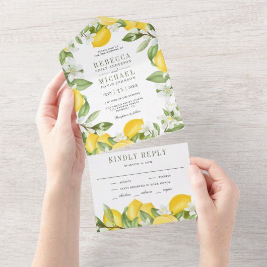 Invitation Tout En Un Rustique Citrus Lemon Orchard Mariage (Déchirure)
