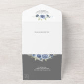 Invitation Tout En Un Rustique Dusty bleu gris floral Mason Jar Mariage (Dehors)