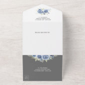 Invitation Tout En Un Rustique Dusty Blue Grey Floral Rose Mariage Garla (Dehors)