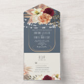 Invitation Tout En Un Rustique Dusty Blue String éclaire le Mariage flor (À l'intérieur)