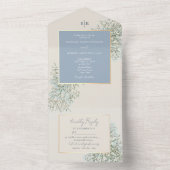 Invitation Tout En Un Rustique Dusty Mariage bleu (À l'intérieur)