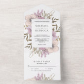 Invitation Tout En Un Rustique Dusty Mauve rose Mariage de bouquet flora (À l'intérieur)