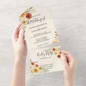 Invitation Tout En Un Rustique élégant boho aquarelle mariage (Déchirure)