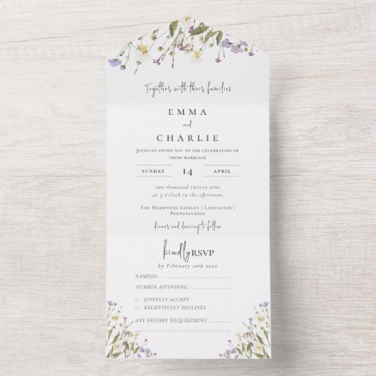 Invitation Tout En Un Rustique Elegant Whimsical Boho Mariage RSVP (À l'intérieur)