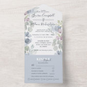 Invitation Tout En Un Rustique Eucalyptus Floral Dusty Mariage bleu (À l'intérieur)