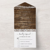 Invitation Tout En Un Rustique Ferme Chaîne Lumières Dentelle Mariage (À l'intérieur)