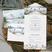 Invitation Tout En Un Rustique Fleur sauvage Lakeside | Mariage Boho