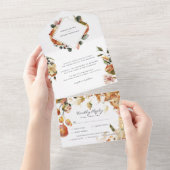 Invitation Tout En Un Rustique Floral Automne Mariage | Feuilles automna (Déchirure)