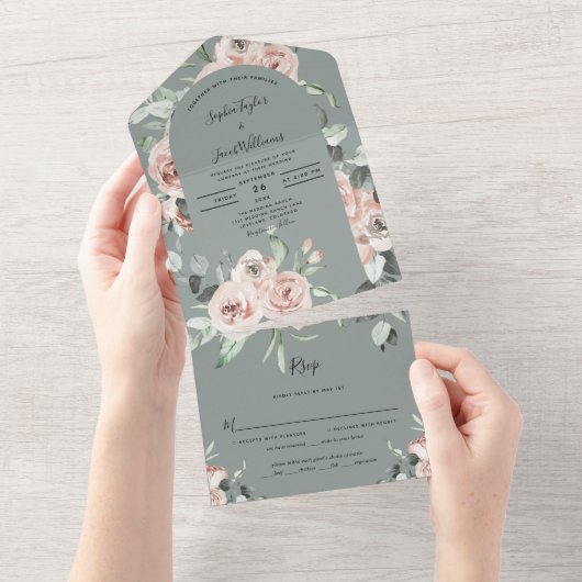 Invitation Tout En Un Rustique Floral Eucalyptus Sage Mariage de verdure (Déchirure)