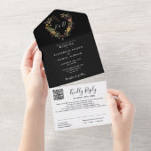 Invitation Tout En Un Rustique Floral moderne QR Code Mariage (Déchirure)