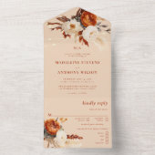 Invitation Tout En Un Rustique Floral Pampas Botanique Automne Boho Mari (À l'intérieur)